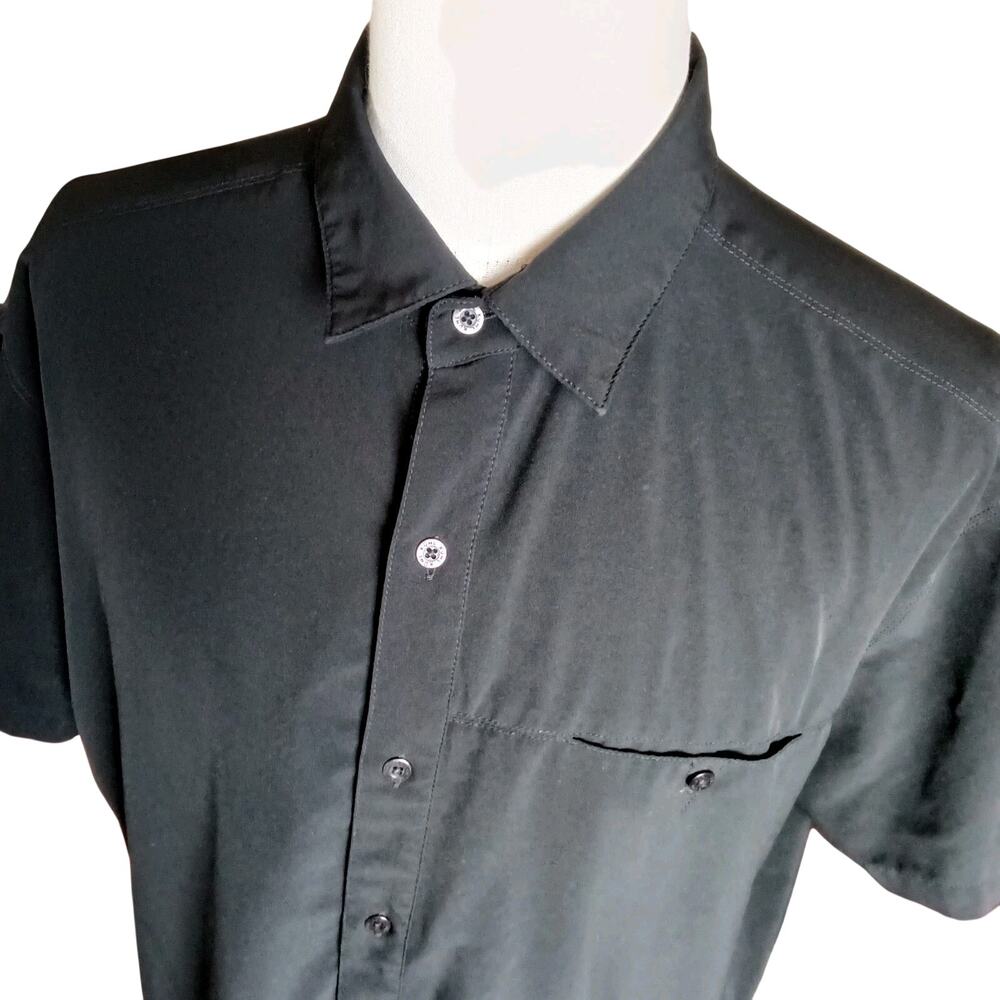 KUHL Tufflex Short Sleeve Button Shirt Gray Mens XL Black Wicking Outdoor